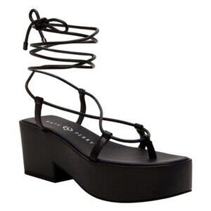 KATY PERRY size 8 The Busy Bee Ankle Wrap Platform Sandal in Black NEW